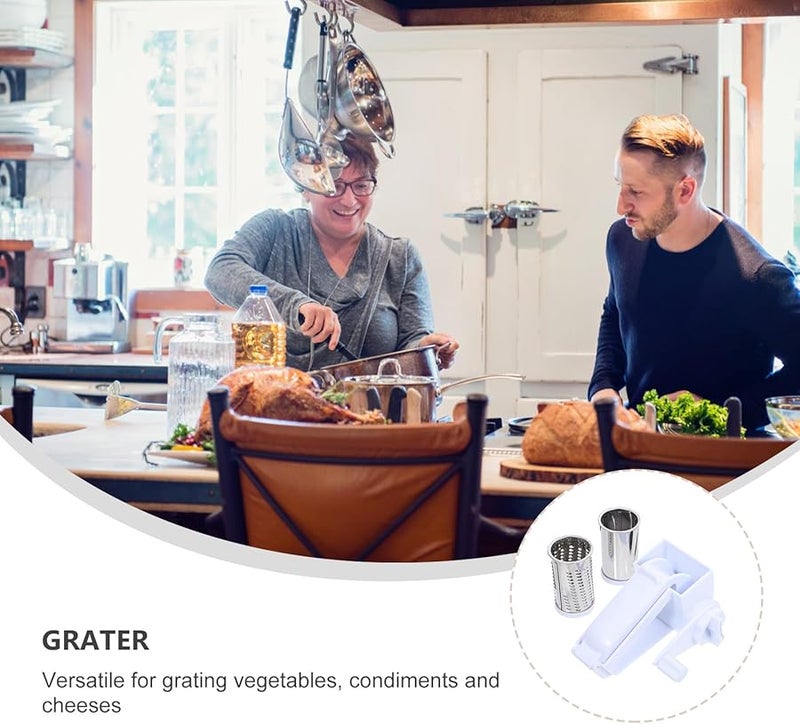 Stainless Steel Rotary Cheese Grater Shredder Slicer 3 In 1 Drum Blades Kitchen Tool - Image 3